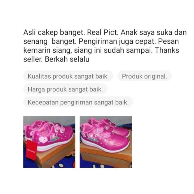 sepatu anak perempuan cantik Ando original lili mermaid lili plower PAUD TK SD