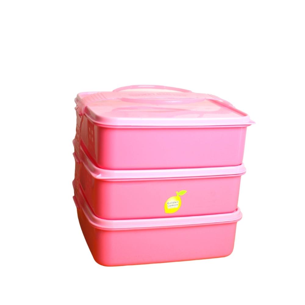 Rantang Piknik Tempat Bekal Susun 3 Pink RPS 160-3 Pi