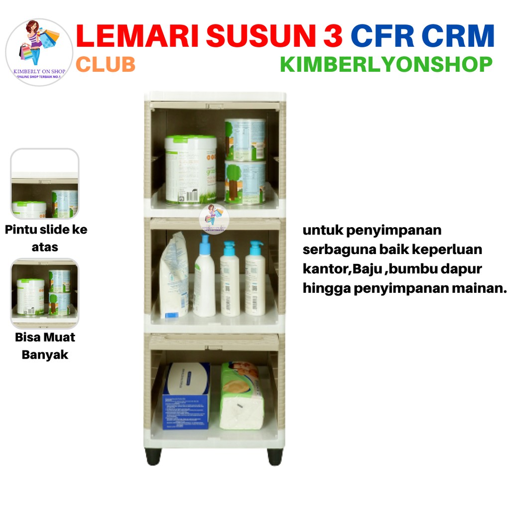 Lemari Laci Flip Plastik Serbaguna Susun 3 CFR 3 WJC