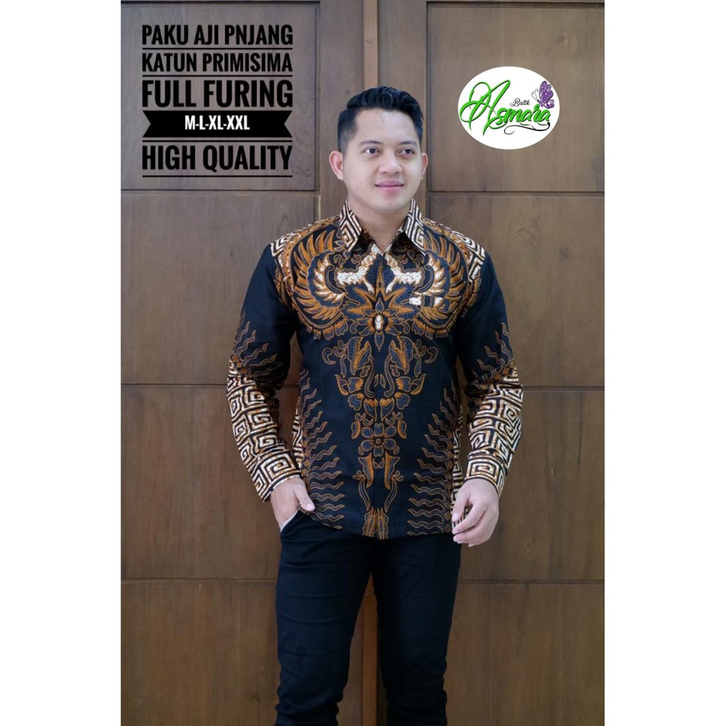 PAKU AJI Kemeja Batik Pria Lengan Panjang Full Furing Bahan Katun Primisima