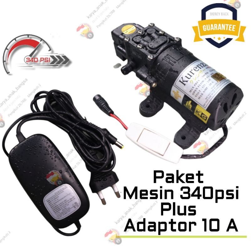 ⭕Paket Mesin 340PSI plus Adaptor 10A Max Power Kualitas terjamin terbaik dikelasnya