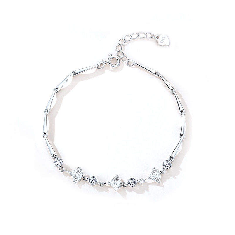 [925Perhiasan Perak] 925 Sterling Silver Ginkgo Daun Gelang Perempuan Versi Korea All-Match Unik Mori Gelang Fashion Pacar Kecil Segar ins Gelang520 Hadiah