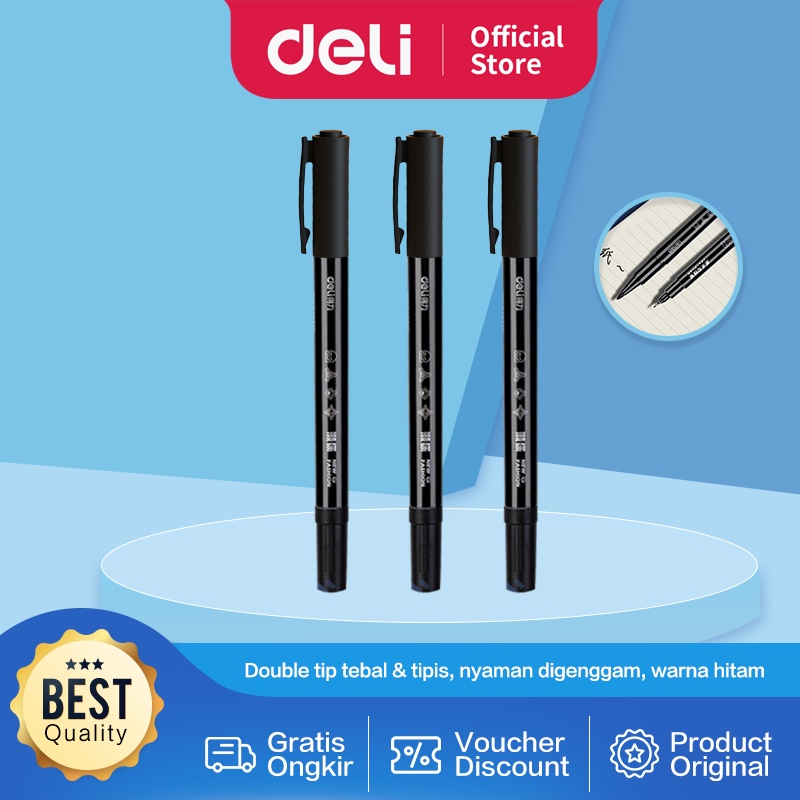 

Deli Double Tip Fine Liner / Spidol Pulpen Dua Sisi Cocok di banyak permukaan S563