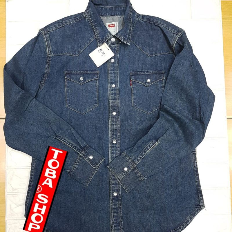 Kemeja jeans panjang untuk pria kualitas import