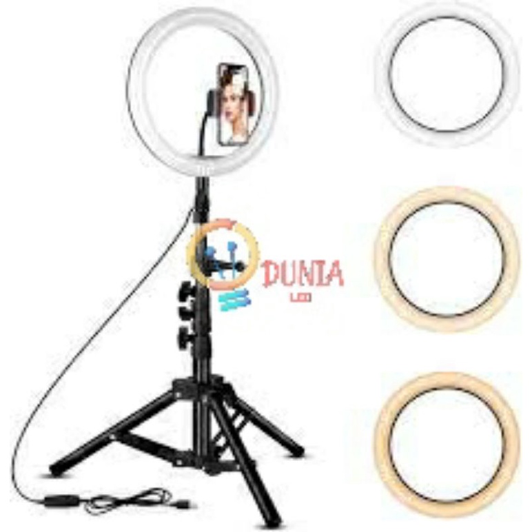 Paket Komplit RingLight 20 Cm + 1.2 Meter Tripod Make Up Vlog Lampu RingLight