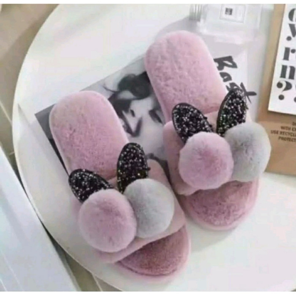 SANDAL RASFUR KOKOP POMPOM SANDAL RUMAH