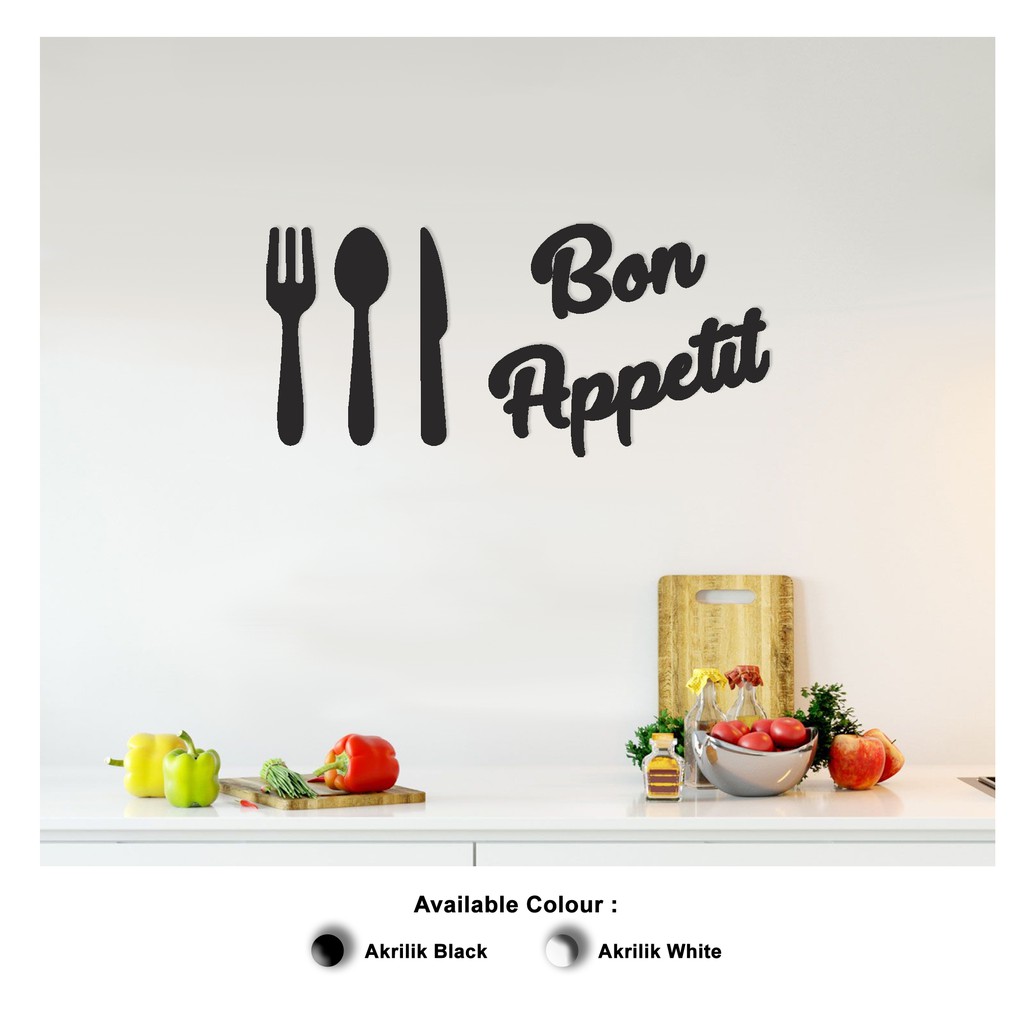 Hiasan Dinding AKRILIK - BON APPETIT - Wall Decor Letter Sign 65x30cm