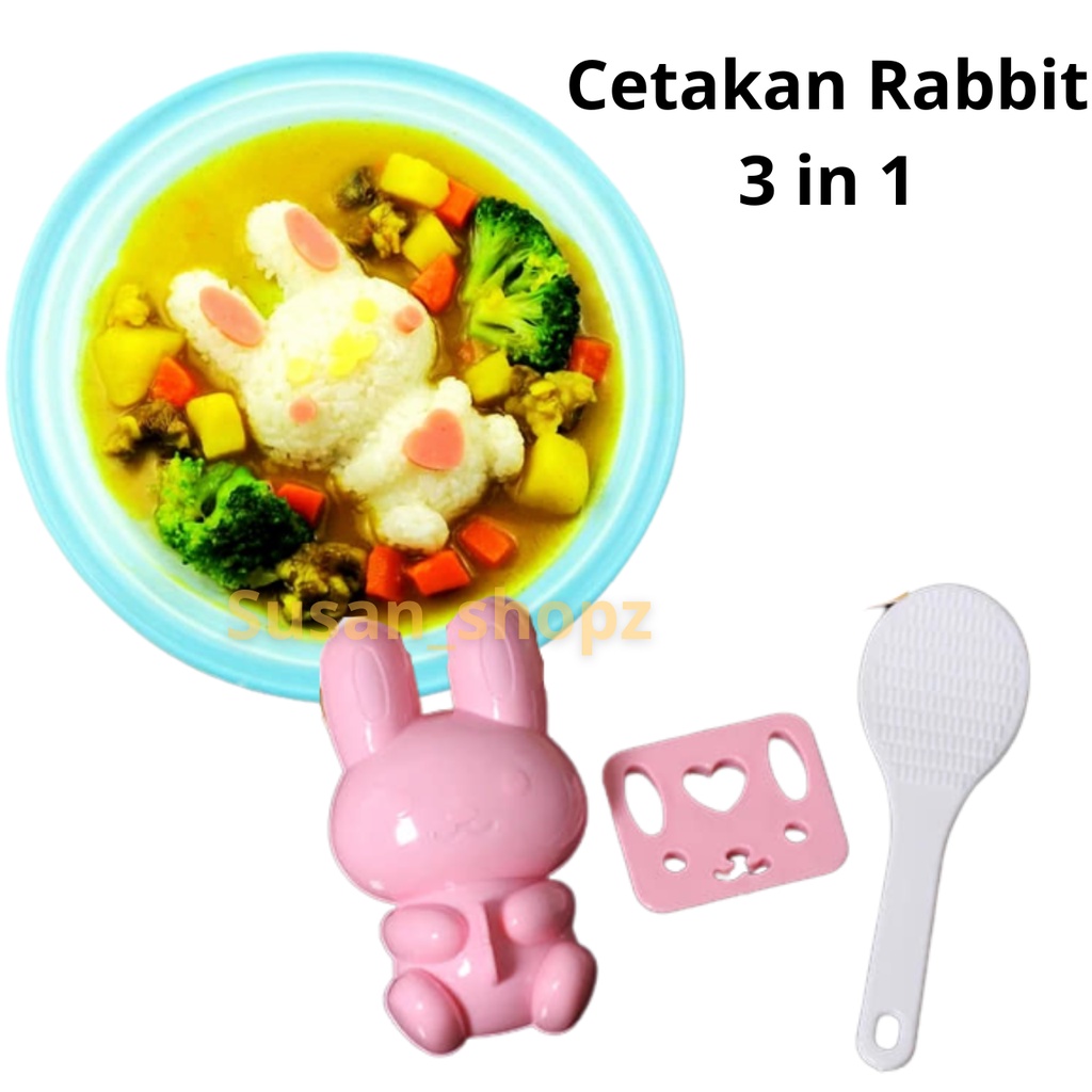 Cetakan Rabbit 3 in 1 Bento Rice Mold