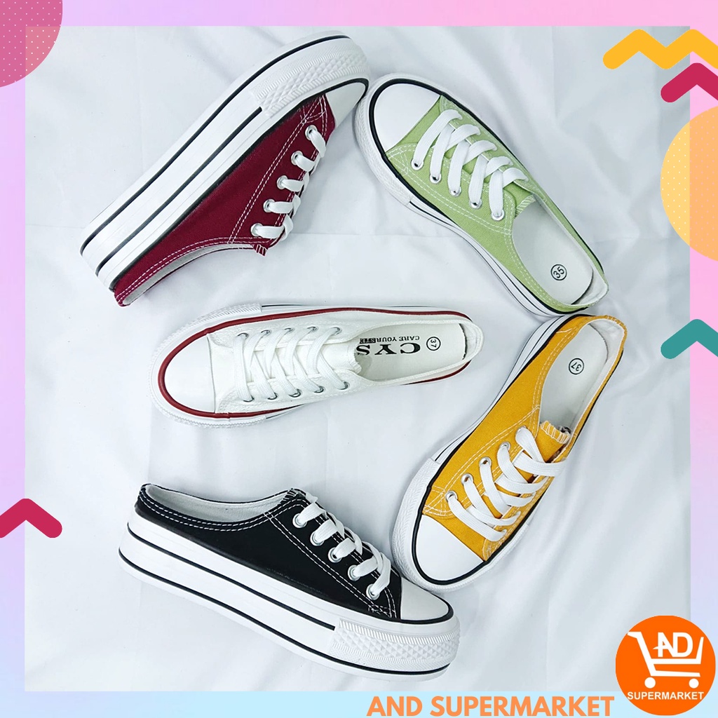 AND / COD / Sepatu Sneakers Polos Canvas Wanita Sapatu Sneaker Cewek Import Terbaru / SPT-07