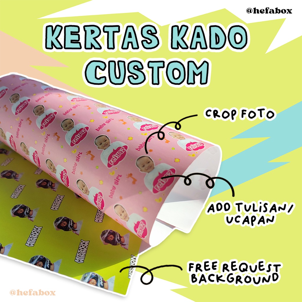 

Kertas Kado Custom Pattern Foto / Wrapping Paper Custom Hefabox