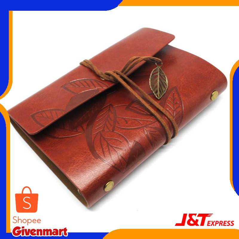 

Buku Catatan Binder Kulit Retro Leaf Kertas A6 Buku Tulis
