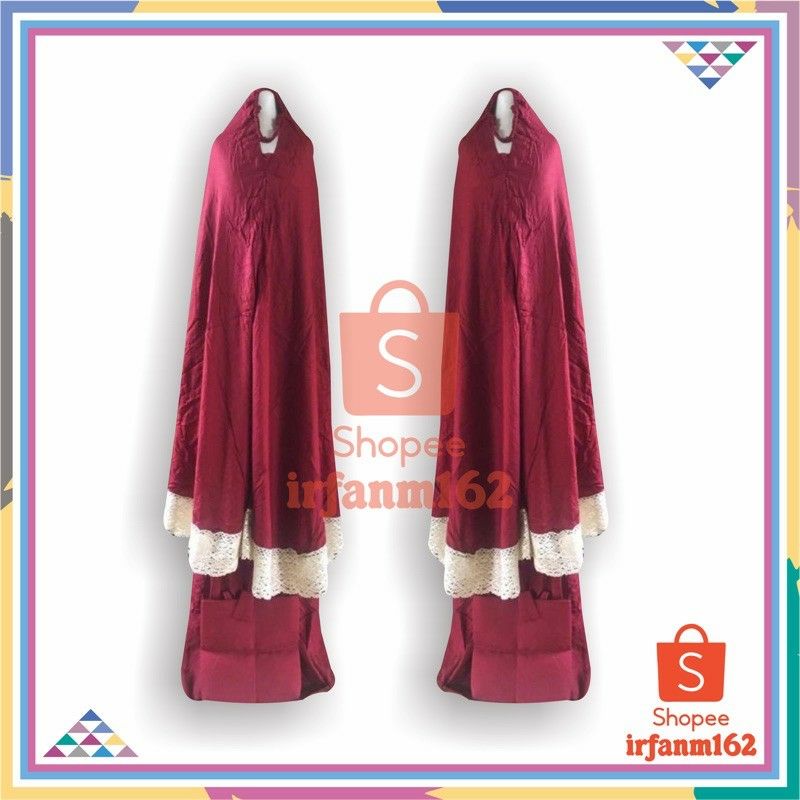 Mukena Rayon Polos Renda Besar