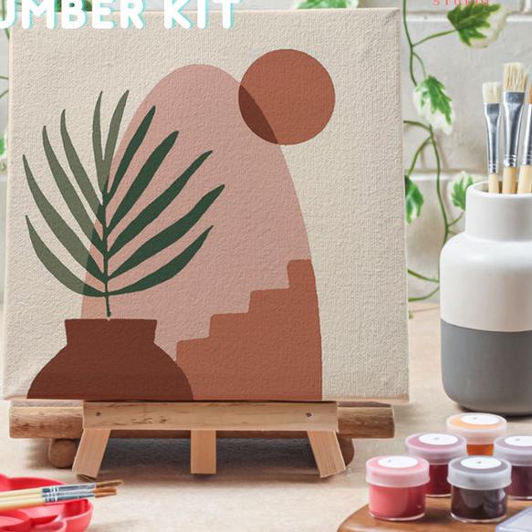 

☁ Paint by number lukisan tanaman daun plant canvas 20x20 cm - plant15, 15x15cm ۝