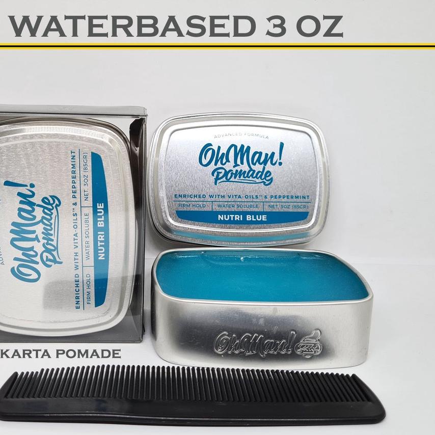 10.10.SALE|R-1262||Oh Man Pomade Nutri Blue 3oz (Ukuran Besar) Strong Hold Waterbased Free sisir