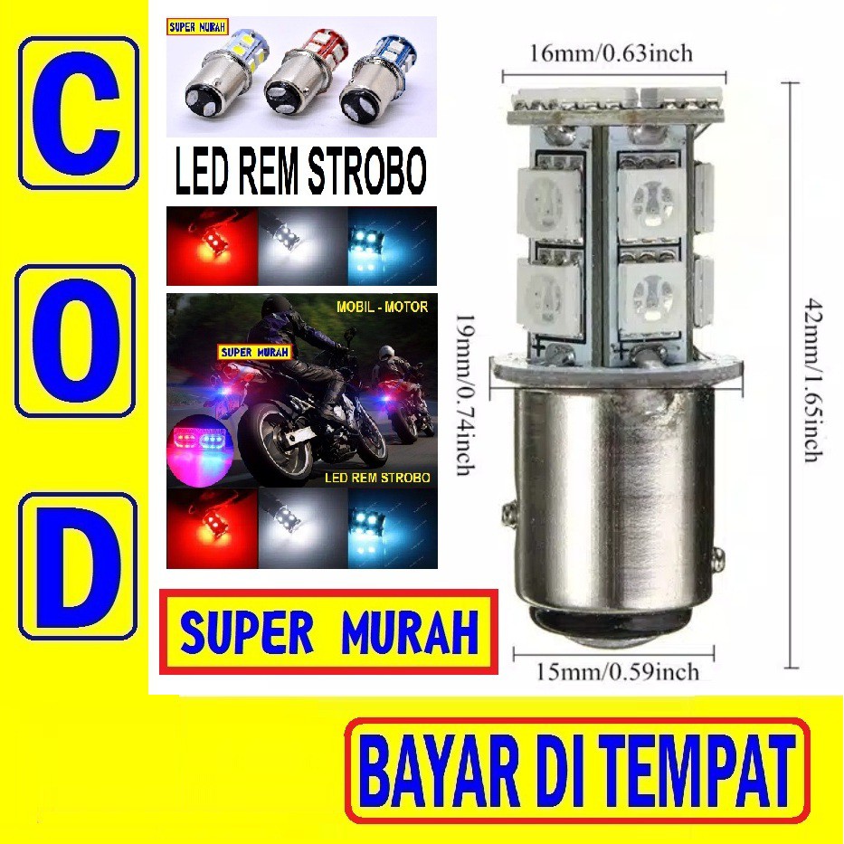 Jual Pac C Led Rem Mata Kedip Strobo Lampu Bayonet Merah Putih