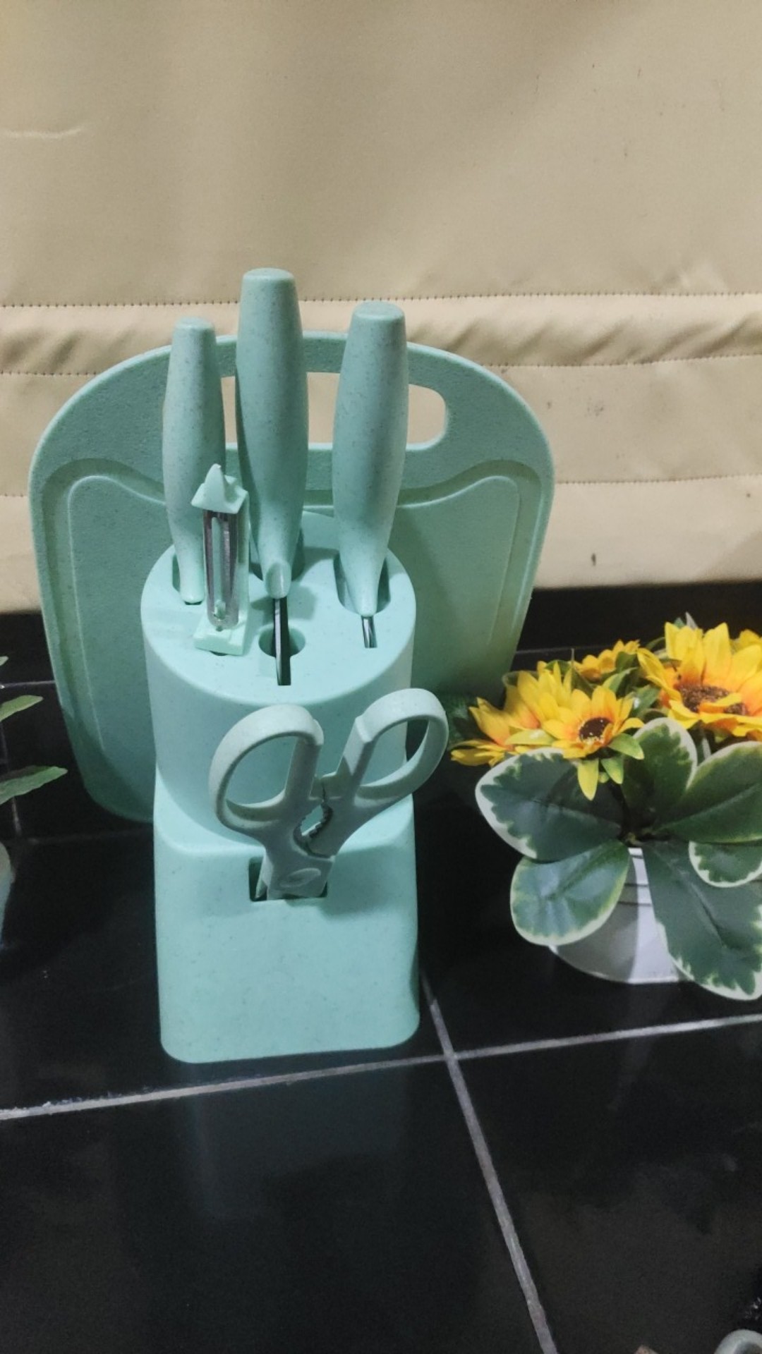 Pisau Dapur Modern Gohappy Diamond 7 Pc Completely Ceramic Marble Set Talenan Cute