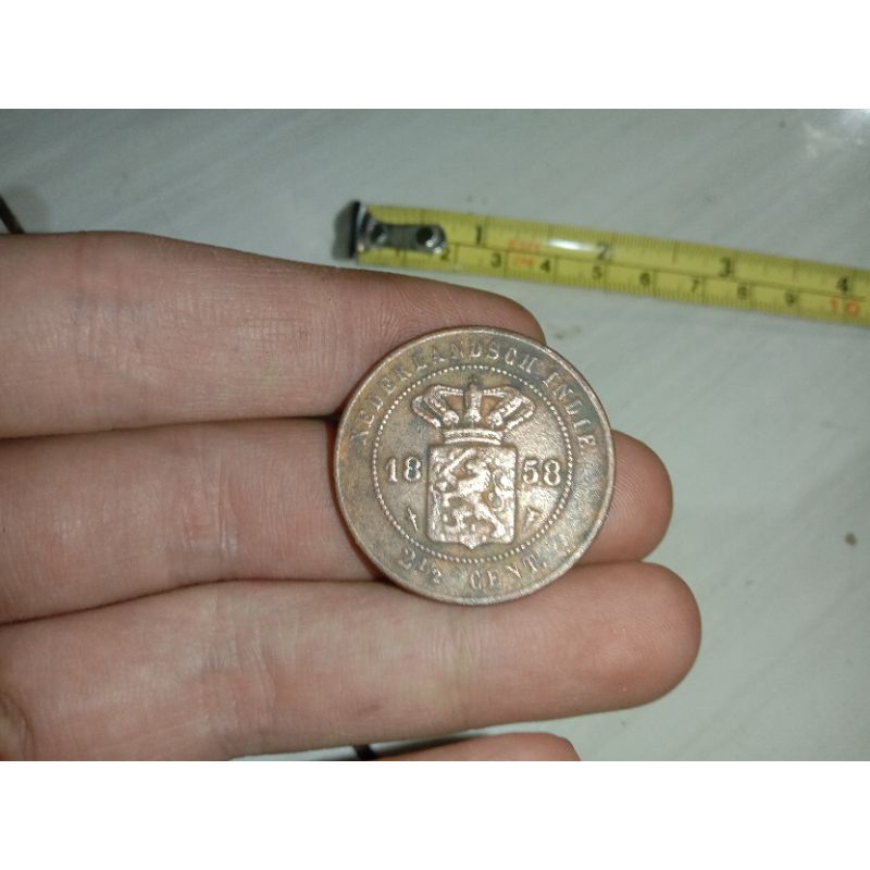 1 biji koin Belanda tahun 1858 2½ cent temuan sungai
