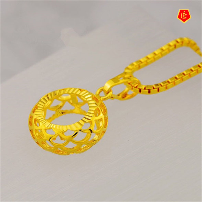 [Ready Stock]Delicate Hollow Ring Gold Pendant Necklace Fashion Temperament