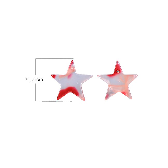 LRC Anting Tusuk Fashion Color Star Acrylic Plate Earrings F83791