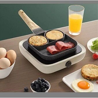 Frying Pan 3 Hole Teflon 3 Lubang Smart Breakfast Pan Wajan Panci