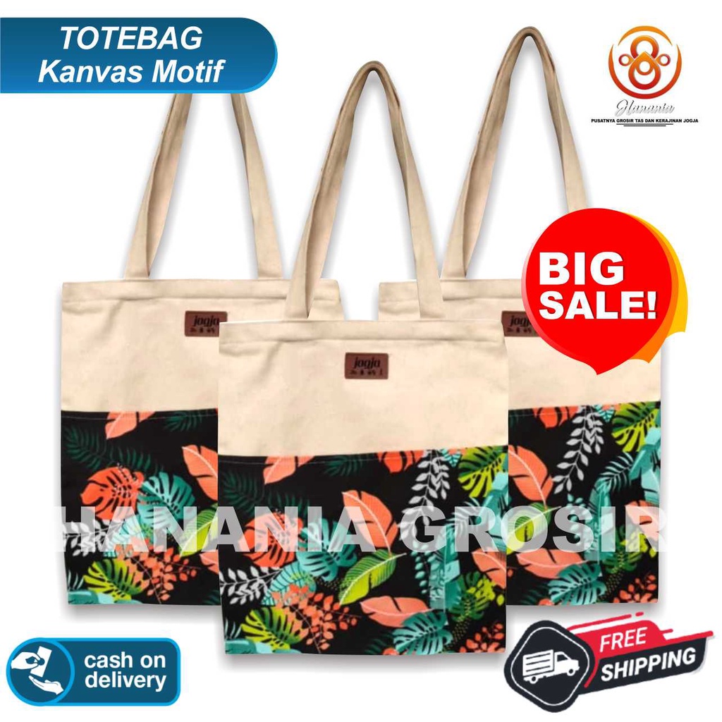 TOTEBAG BAHAN KANVAS PREMIUM MOTIF TOTE BAG WANITA TOTEBAG PRIA CANVAS MOTIF GOOD QUALITY WITH