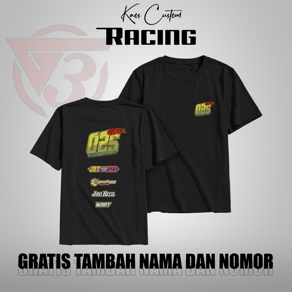 G-THREE (G-37) | Baju Kaos Racing Team Custom Request Bisa Tambah Nama dan Nomor Start Suka Suka Ful