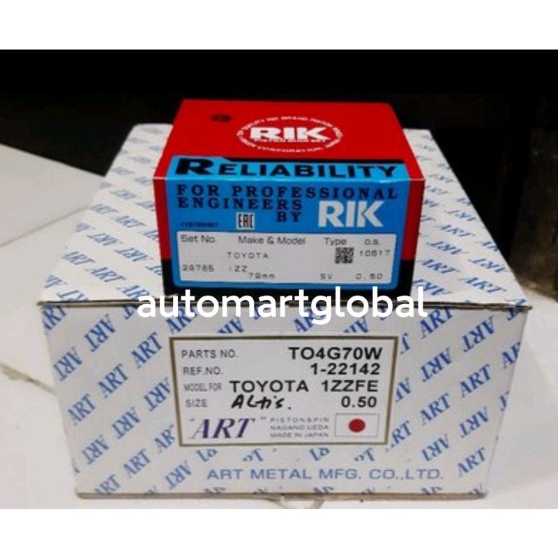 paket piston dan ring corolla altis 1zz fe asli japan art riken