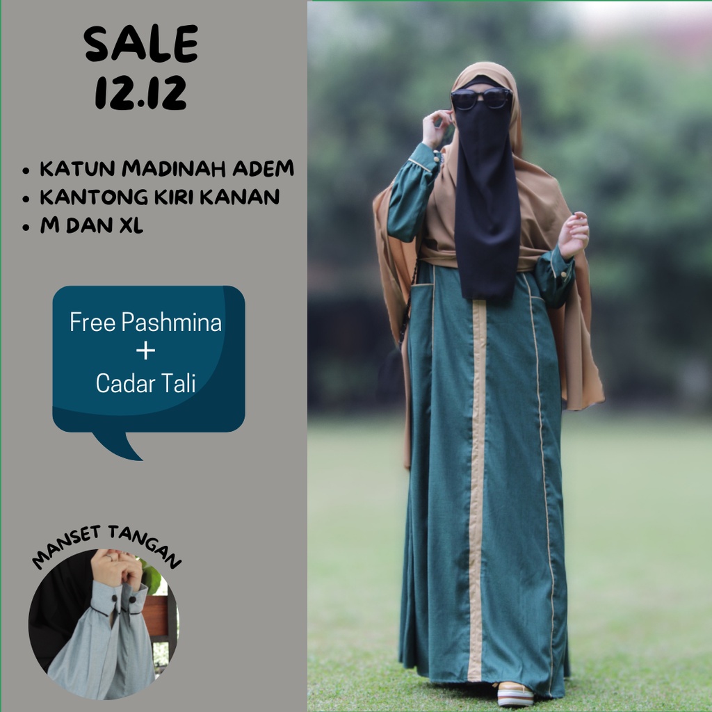 Gamis syari Adem terbaru katun madinah kombinasi