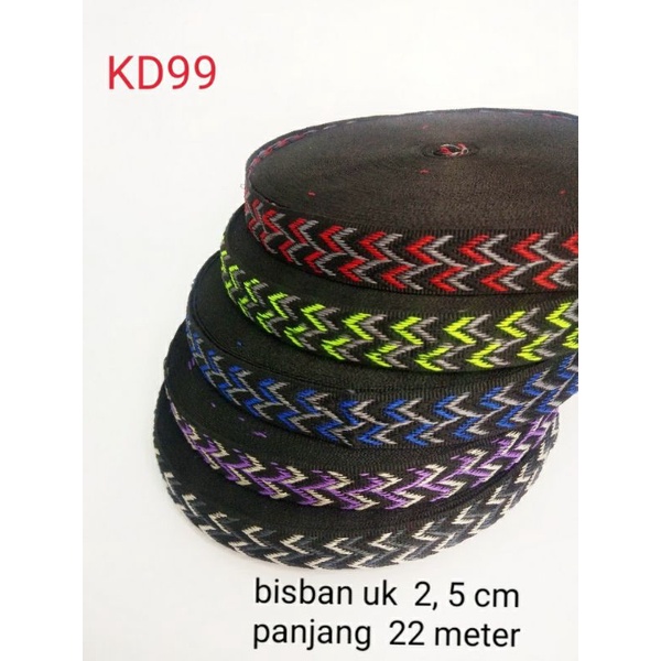 bisban tali webbing terbaru KD99 ukuran 2  cm 1 roll panjang 22 meter