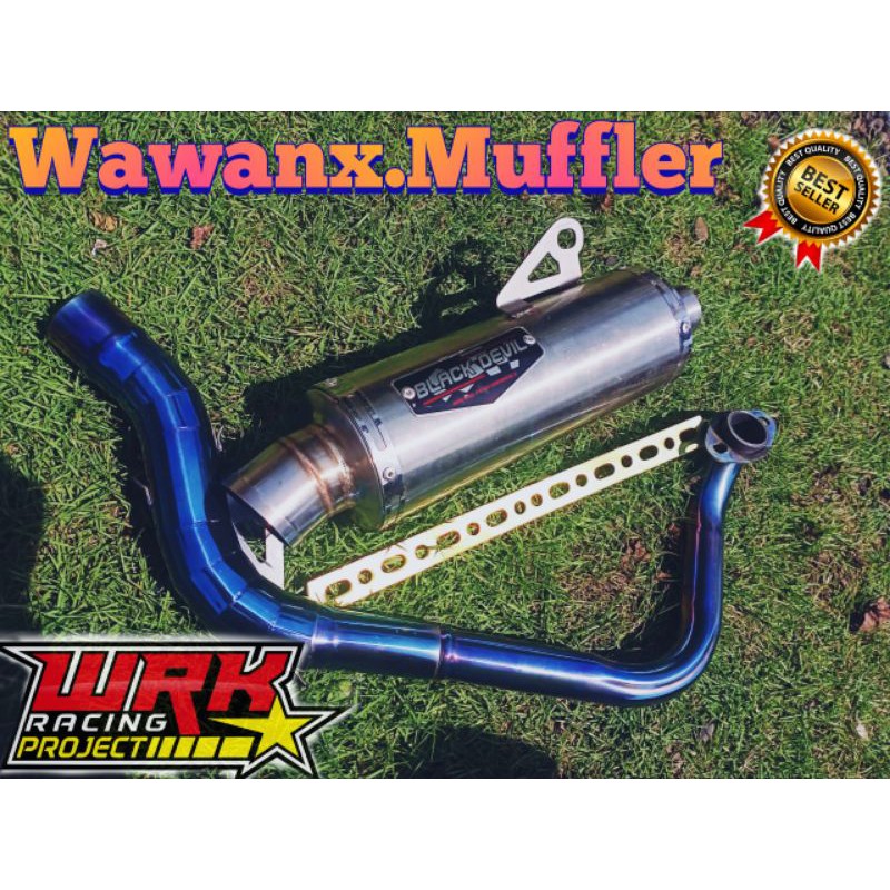 KNALPOT BLACK DEVIL. Leher BLUE MOON ,INLET ( 38mm & 50mm ) Buat All Matic Nmax,Aeeox,Vario,PCX,Beat,Mio,Scoope,Genio,dll