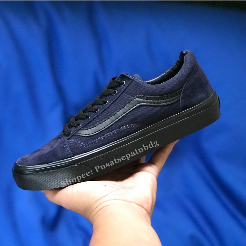 VANS OLDSKOOL NAVY BLACK SOL HITAM