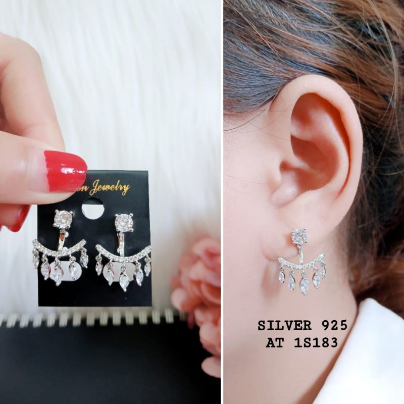 Anting Jurai Wanita Silver S925 Korean Style Full Permata