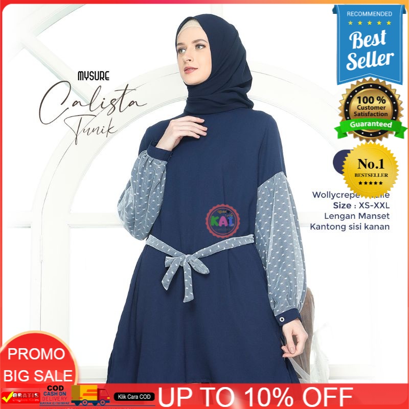 BAJU GAMIS TERBARU 2021/ BAJU MYSURE / SERAGAMANTunik calista[BISA COD ] 100% ORIGINAL PRODUCT MYSUR