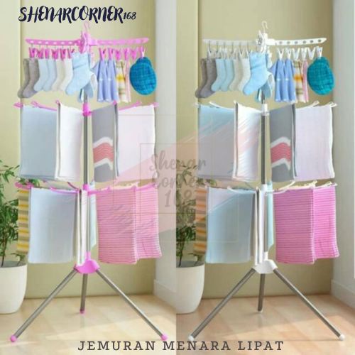 SHENAR RAK JEMURAN PAKAIAN 3 SUSUN / RAK BAJU LIPAT /JEMURAN GANTUNG PORTABLE /RAK PENGERING- RAK JEMURAN MENARA, SHENARCORNER168