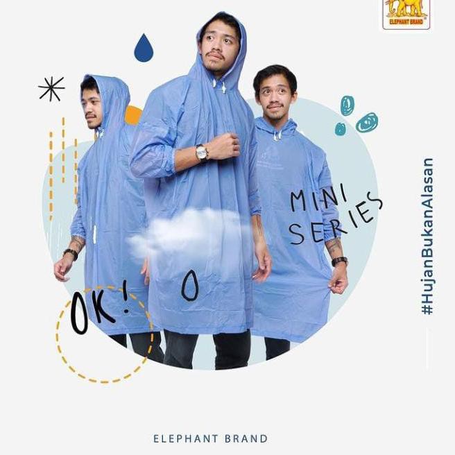 Jas Hujan MIDI Jaket Celana Elephant Brand Midi Set Jaket Celana &amp; Gamis Mini Pendek Ponco Berlengan Raincoat Traveling Original Aneka Warna Murah Ekonomis Unisex Pria Wanita