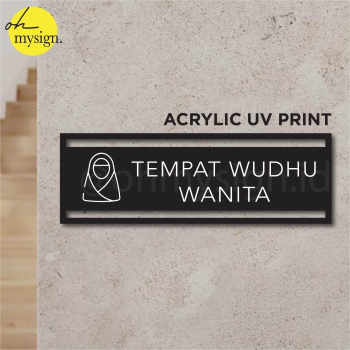 

Terlaris Sign Akrilik Tempat Wudhu Wanita Laser Cut UV Print Modern Label Sign