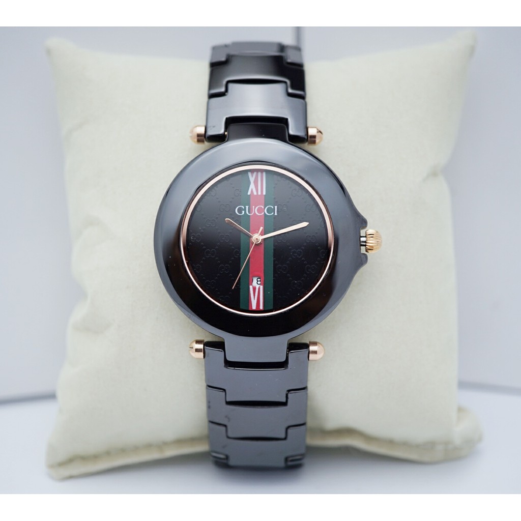 Jam Tangan Wanita Gucci Keramik Besar Tanggal Tali Keramik