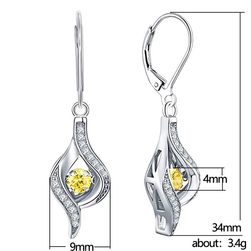 Anting Tusuk Gantung Wanita Hias CZ 10 Warna Gaya Simple / Elegan Untuk Pesta