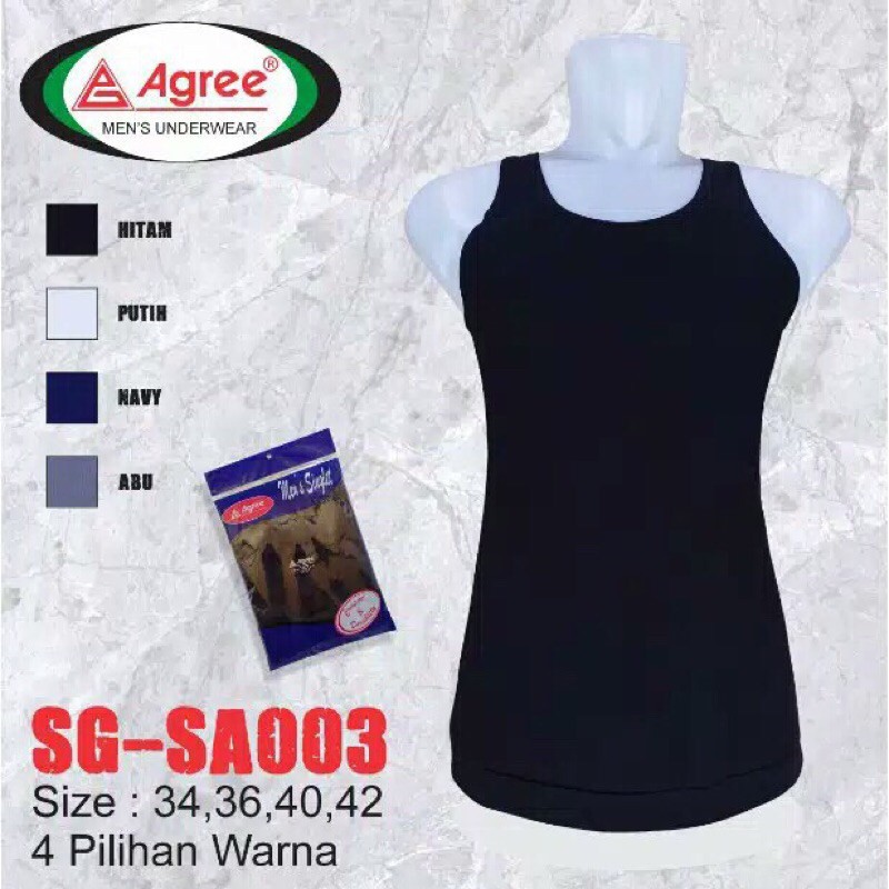 Singlet Kaos Dalam Kaos Kutang Pria Agree SA 003/SA003 Singlet SPORT Cowok Dewasa WARNA PUTIH HITAM