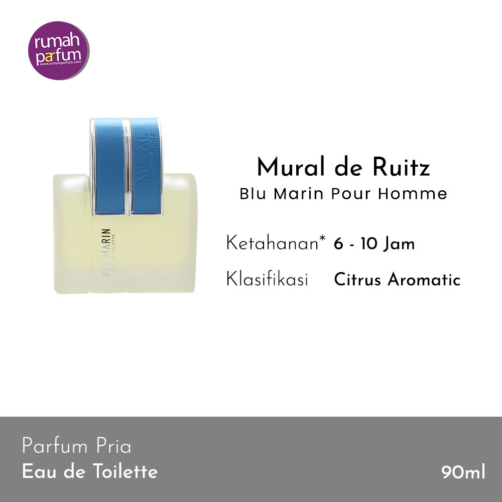 Parfum Pria Mural de Ruitz Blu Marin Pour Homme Man Men Tahan Lama 90 ML