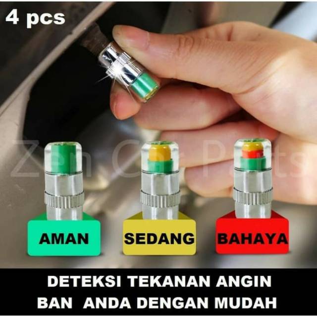 (ISI 4 PCS) TUTUP PENTIL INDIKATOR TEKANAN ANGIN BAN MOBIL MOTOR SEPEDA WARNING ALERT VALVE |5009