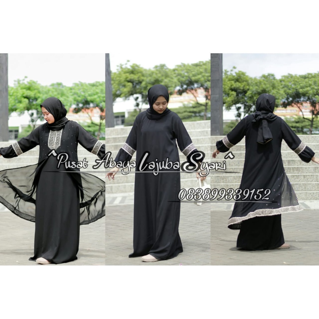 abaya arab terbaru - gamis turkey kekinian hitam tangan balon