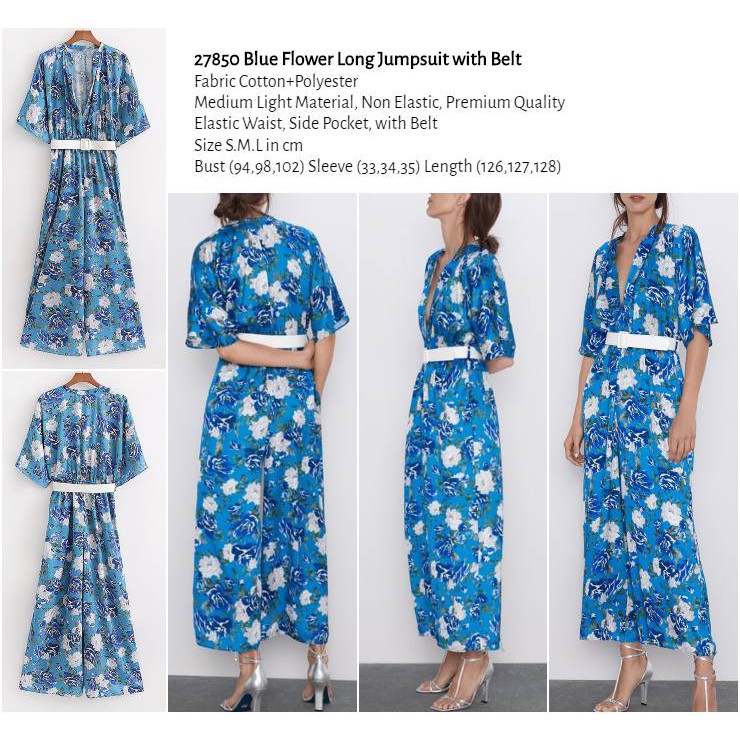 blue flower jumpsuit