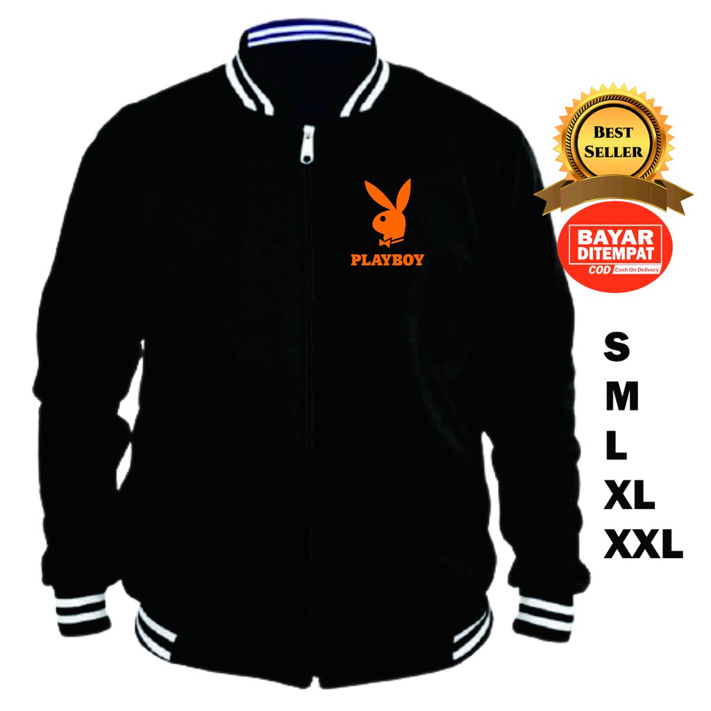 Jaket Varsity Playboy Logo Orange Jaket Distro Premium Quality UNISEX