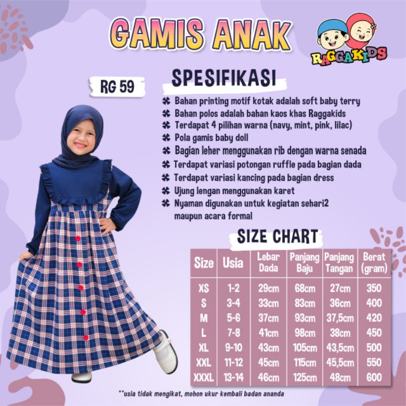 RAGGAKIDS GAMIS ANAK RG 59 Navy