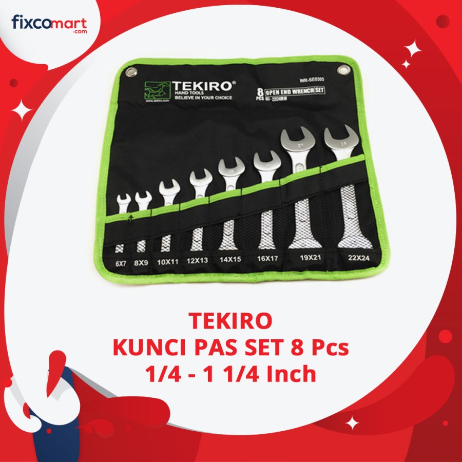 Tekiro Kunci Pas Set 8 Pcs (1/4&quot; - 1 1/4&quot;) / Tekiro Kunci Pas Inch