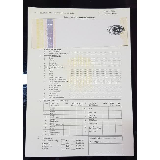 

Kertas gesek cek fisik kendaraan