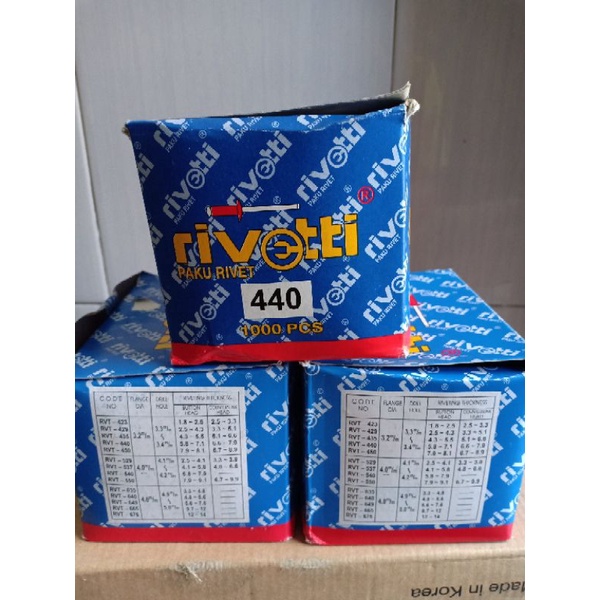 Paku Rivet 1 Dus Isi 1000pcs Ukuran 440 Merk Rivetti