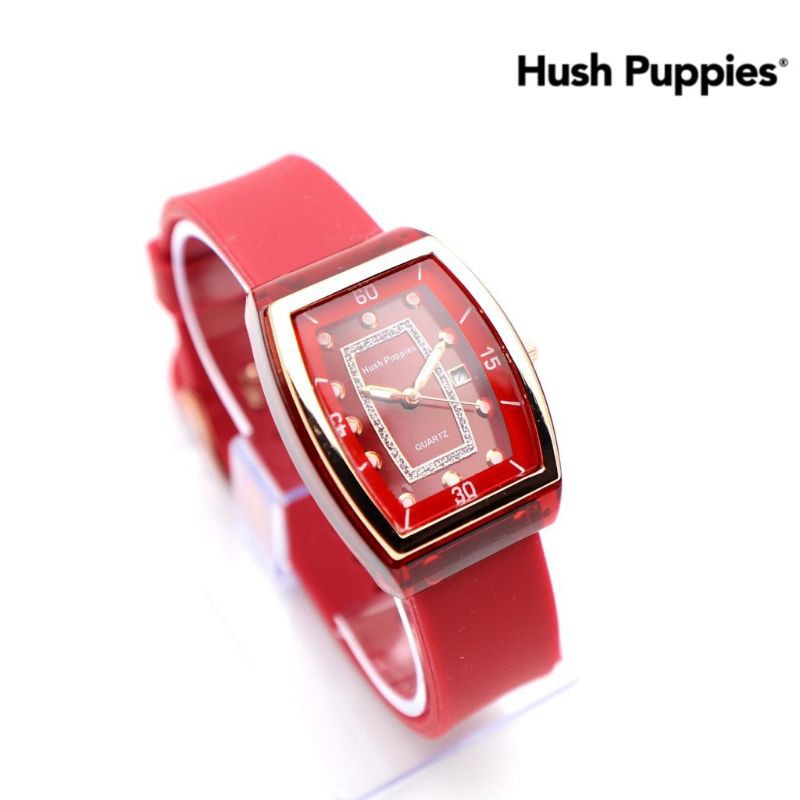 Jam Tangan Wanita Hush Puppies Oval Strap Rubber Tanggal aktif