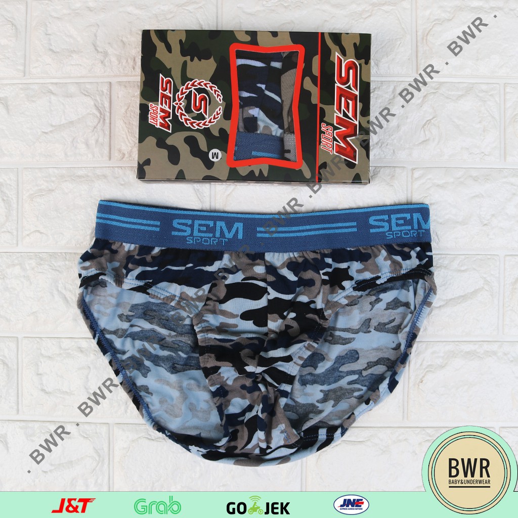 [ 3pc ] Celana dalam pria Sem Sport Army 915  motif full tentara | Bwr